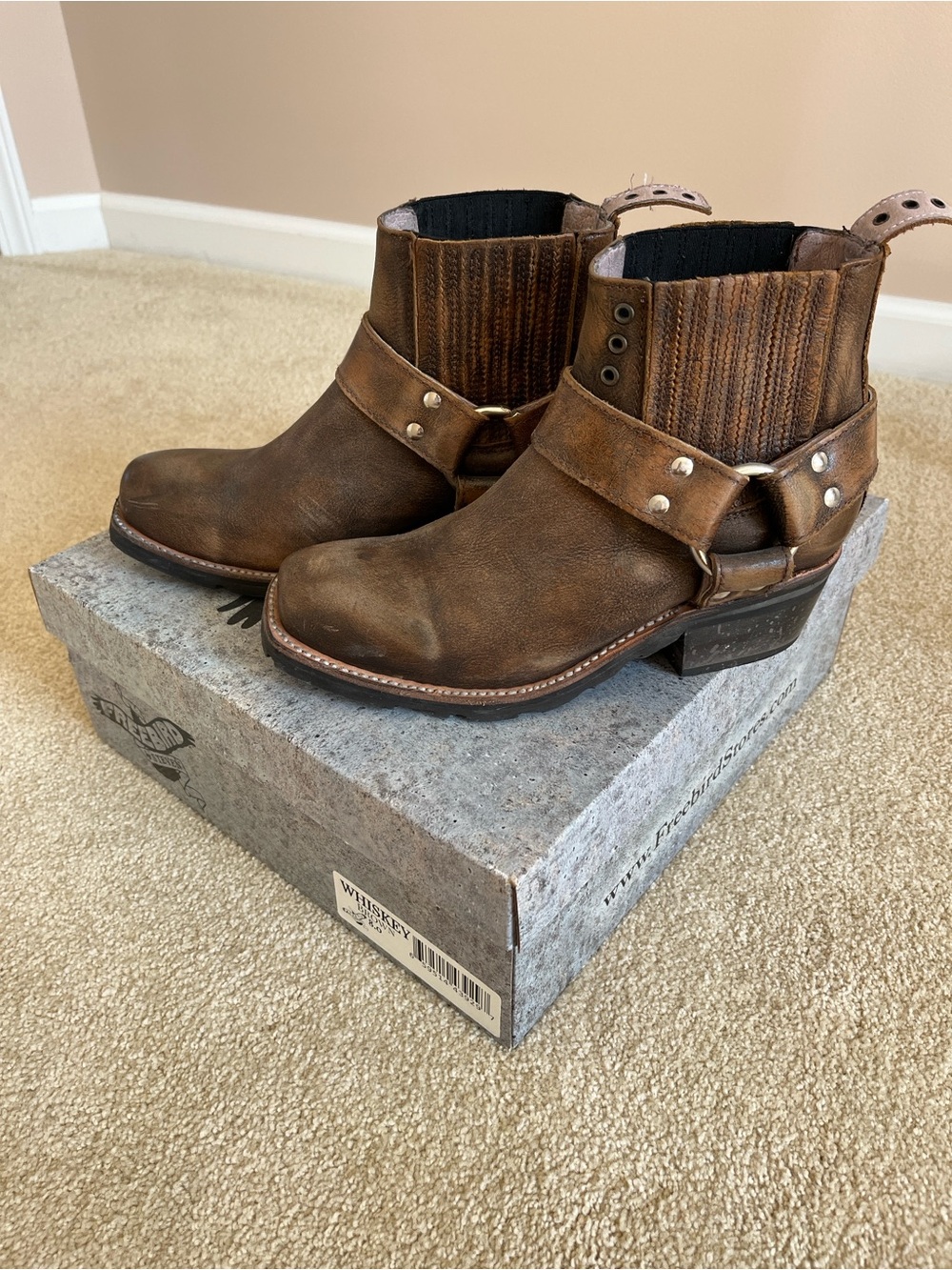 Freebird by Steven Whiskey Boots with packaging, like new! ❤️
